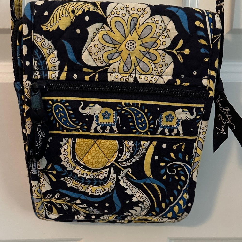 Vera Bradley Navy and Yellow Ellie Blue Elephant Crossbody Bag